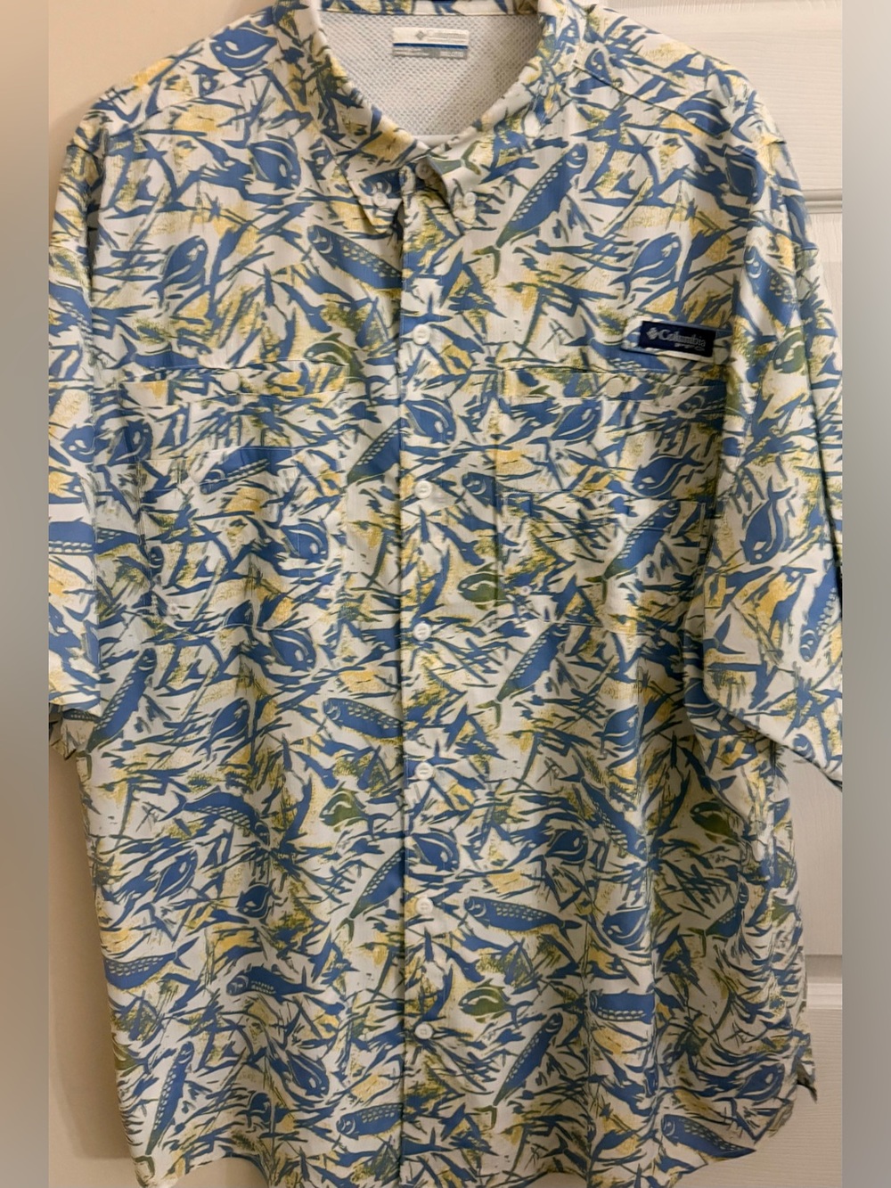 Columbia PFG Floral Print Multicolor Mens 2XL Short Sleeve Button Down Shirt